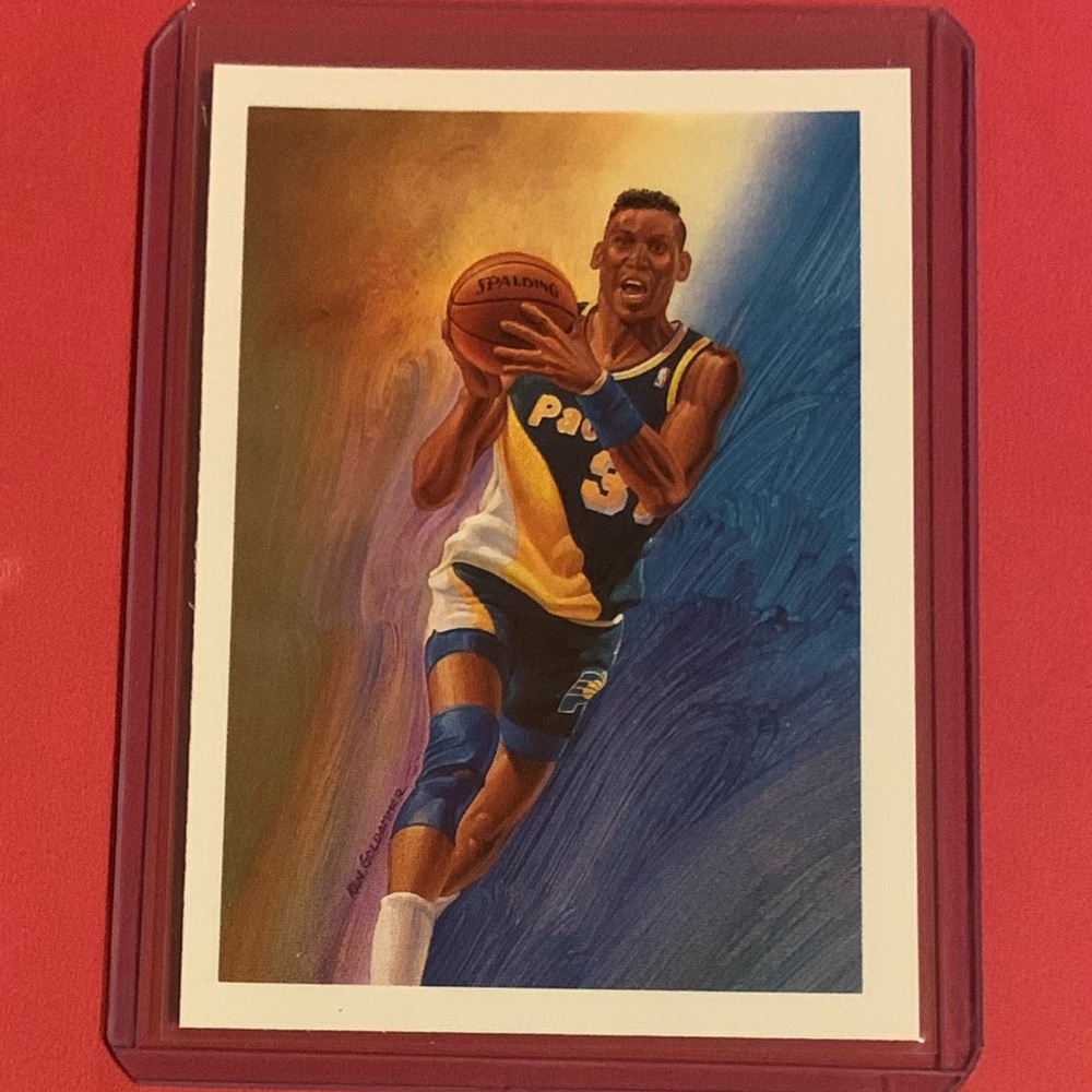 Reggie Miller [Team Checklist] #365 1990-91 NBA Hoops Basketball Trading Card